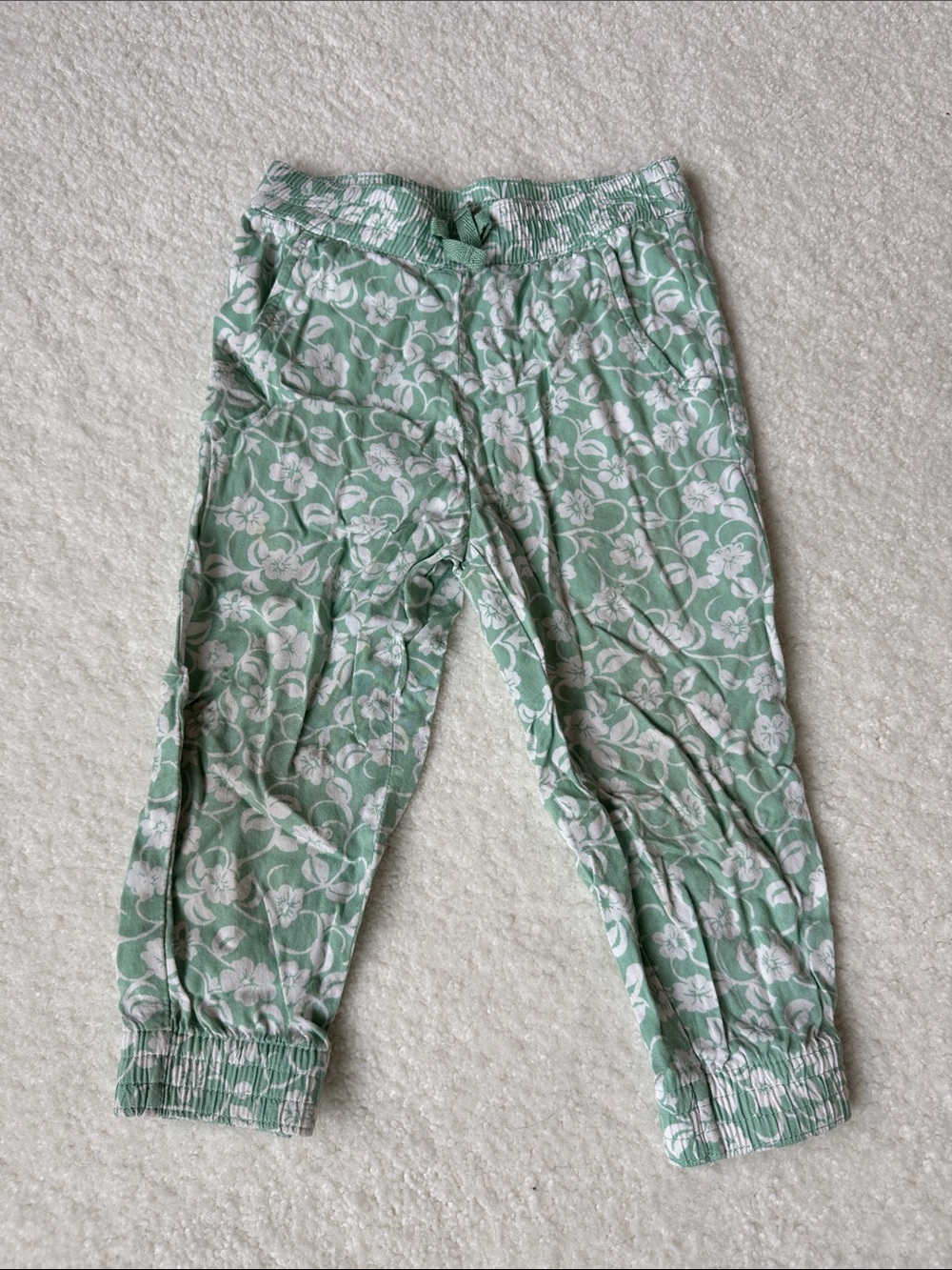 Janie and Jack Mint Green Floral Jogger Pants
